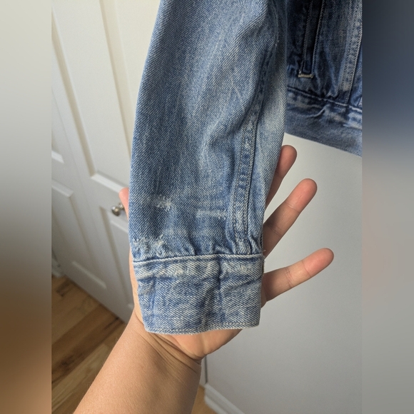 LEVI'S Women Jeans Jacket 100% Cotton Washed Blue Color With Pockets Crop XS - Picture 6 of 15